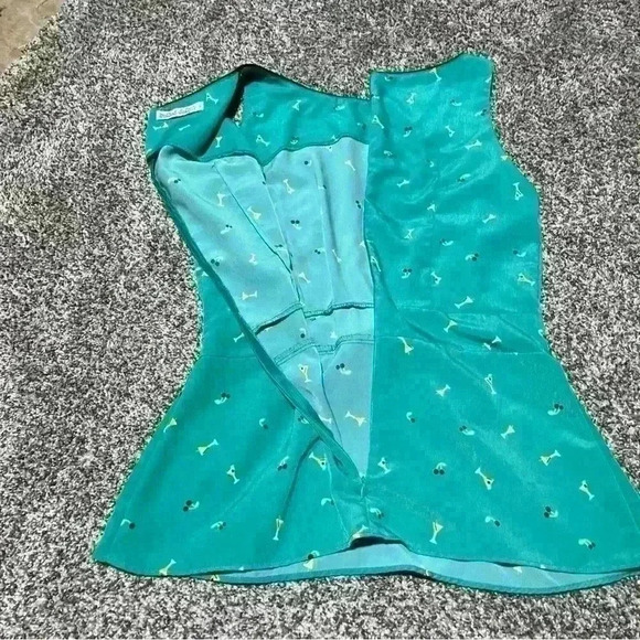 trollied dolly Mod Cloth Size Small Retro Blouse Peplum Martini Glasses - Picture 8 of 8